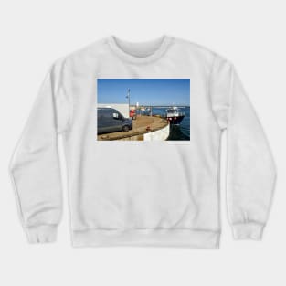 Fishing Quay, Seahouses Harbour, Northumberland Crewneck Sweatshirt